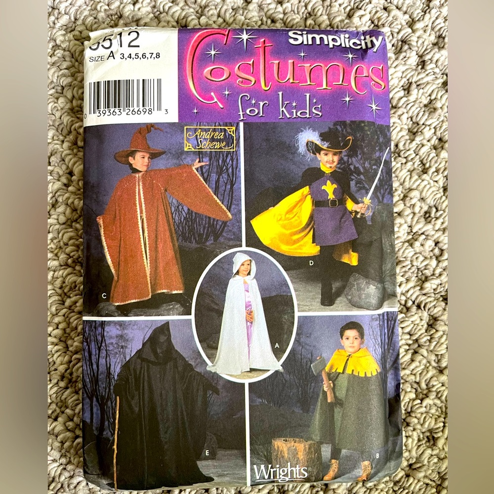 Simplicity Pattern 5512, Costumes for Kids, Uncut